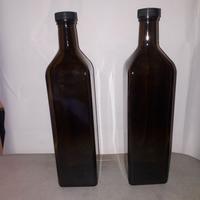 2 BOTTIGLIE DI VETRO DA 1 LITRO COLORE MARRONE