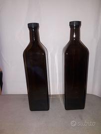 2 BOTTIGLIE DI VETRO DA 1 LITRO COLORE MARRONE