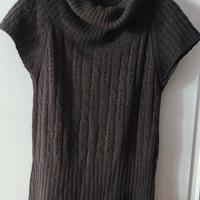 maxi maglia marrone in misto lana