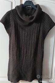 maxi maglia marrone in misto lana