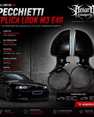 Specchietti replica m3 bmw e46 coupe/berlina