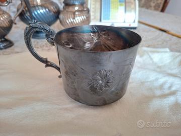 Tazza d'antiquariato in alpaca argentata, XIX-XX