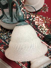 Lampadario verde e due appliques verde chiaro