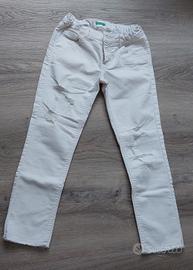 Jeans skinny bianchi strappati bambina