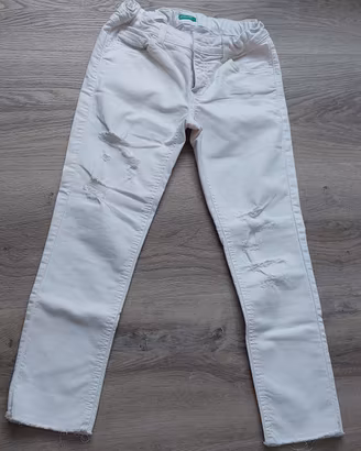 Jeans skinny bianchi strappati bambina