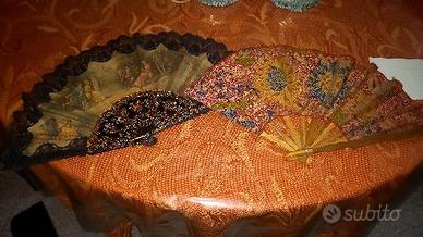 OMBRELLO NERO E VENTAGLI ANNI 40