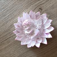 fiore con angelo gesso ceramico 