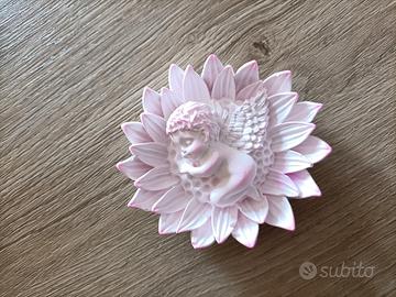 fiore con angelo gesso ceramico 