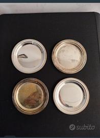 set di 4 sottobicchieri in argento 800 vintage 