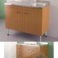 sottolavello marrone/bianco e lavello acciaio inox