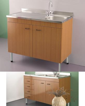 sottolavello marrone/bianco e lavello acciaio inox