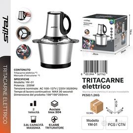 Tritacarne Elettrico Siltal Inox 200W 3,8L