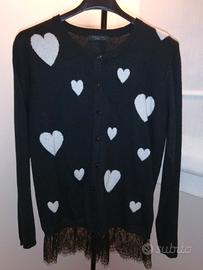 Maglione con cuori e pizzo Nuna Lie tg. S