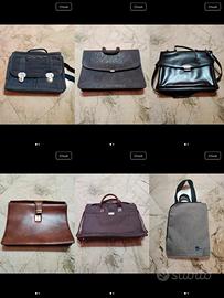 6 borse tracolle pelle e tessuto 