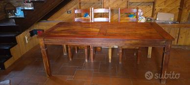 tavolo e sedie in massello di legno acacia