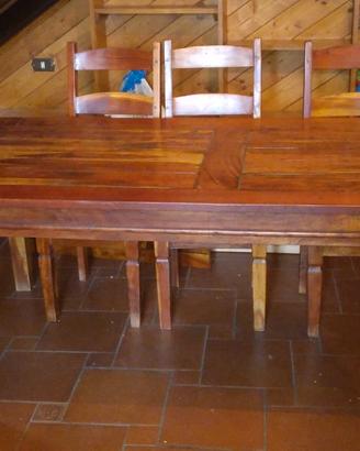 tavolo e sedie in massello di legno acacia