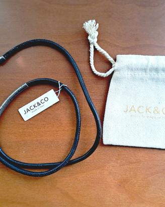 Bracciale doppio/collier cordino e argento brunito