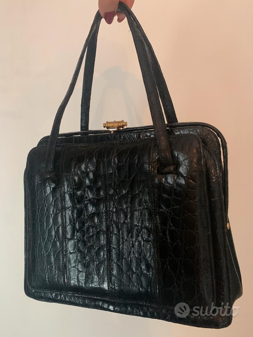 Borsa vintage vera pelle di coccodrillo alligatore Abbigliamento