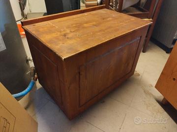 Baule Cassapanca in Legno Massiccio di Abete con 