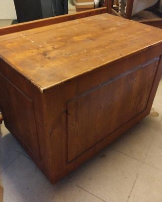 Baule Cassapanca in Legno Massiccio di Abete con 