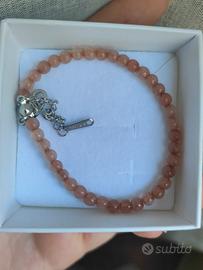 Bracciale in agata rosa e acciaio 