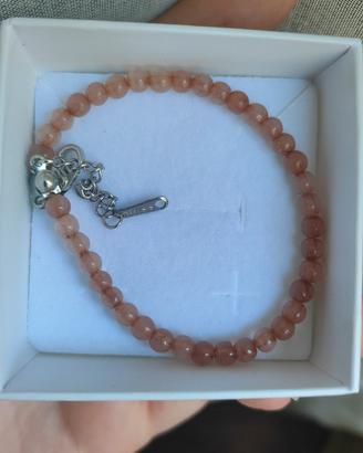 Bracciale in agata rosa e acciaio 