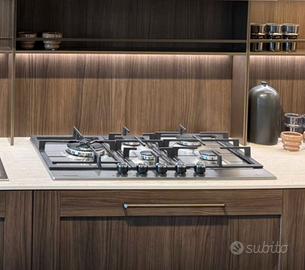 piano cottura INOX grundig 4 bruciatori +1 wok