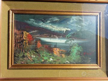 Quadro con doppia cornice e dipinto di A. Tesesti