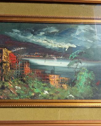 Quadro con doppia cornice e dipinto di A. Tesesti