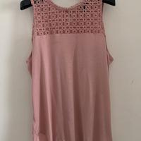 Canotta H&M cipria con carré in pizzo