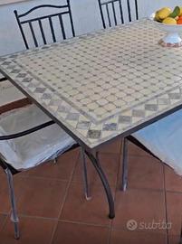 Tavolo Mosaico Ferro Battuto 160x90 200x100cm