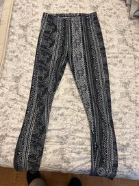 Leggins Donna neri con motivi bianchi taglia Unica