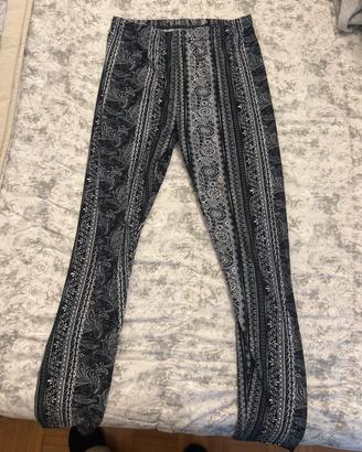 Leggins Donna neri con motivi bianchi taglia Unica