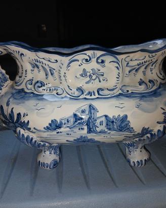Lotto 2 ceramiche decorate: Vaso + Centrotavola