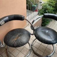 Poltrona vintage in pelle nera di Rudi Bonzanini