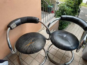 Poltrona vintage in pelle nera di Rudi Bonzanini