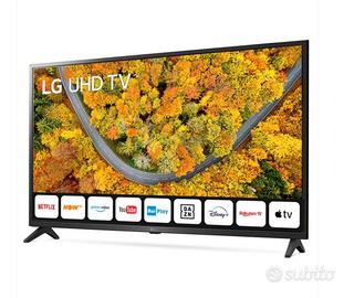 Smart TV LG 43" 4K completo di staffa a muro.