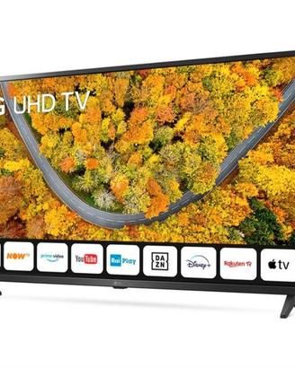 Smart TV LG 43" 4K completo di staffa a muro.