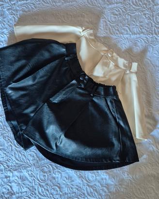Lotto 2x Shorts in Ecopelle L&S – Nero e Panna 