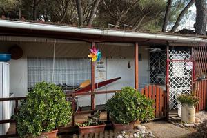 roulotte con veranda in legno