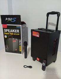 Cassa bluetooth portatile karaoke 10000 watt pmpo 