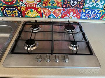 Piano cottura a gas da incasso in acciaio inox