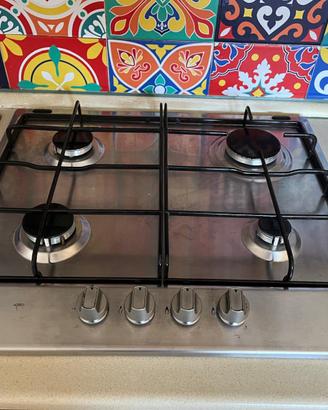 Piano cottura a gas da incasso in acciaio inox