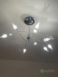 Lampadario acciaio e vetro