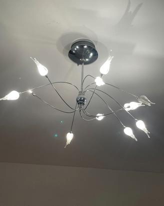 Lampadario acciaio e vetro