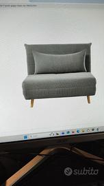 Divanetto letto pieghevole 1 posto grigio-Nio