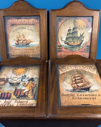 Lotto 4 quadri Specchi pubblicitari vintage legno