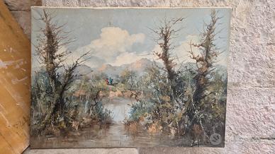 Quadro Olio su tela V.Albano - Paesaggio Natura