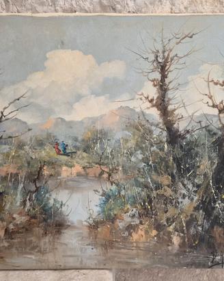 Quadro Olio su tela V.Albano - Paesaggio Natura