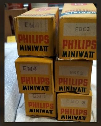 Lotto 6 Valvole Philips EM4 EBC3 Nuove NOS